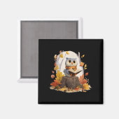 Schattige boek Loving Owl in Herfst Forest kostuum Magneet (Voorkant / Achterkant)