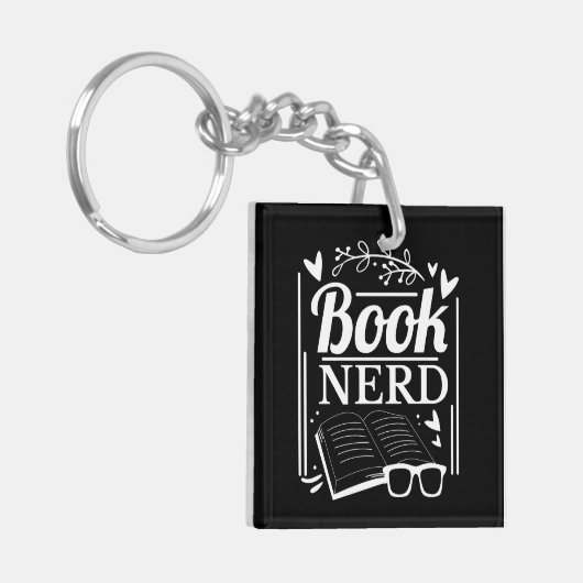 Schattige Boek Nerd Bookaholic Monogram Sleutelhanger (Voorkant Links)