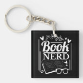 Schattige Boek Nerd Bookaholic Monogram Sleutelhanger (Voorkant)