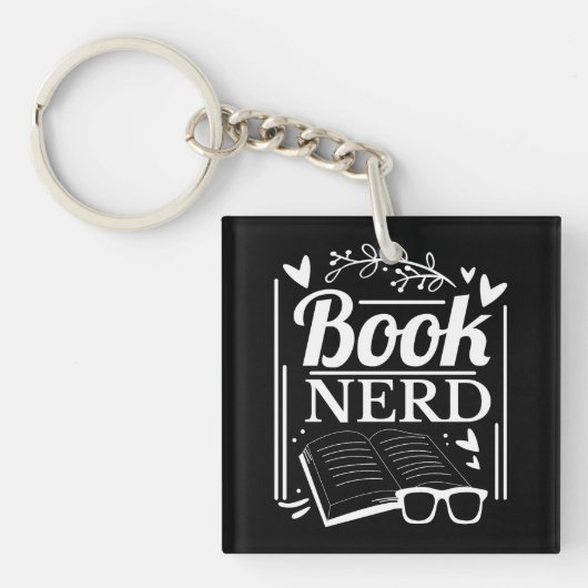 Schattige Boek Nerd Bookaholic Monogram Sleutelhanger (Voorkant)