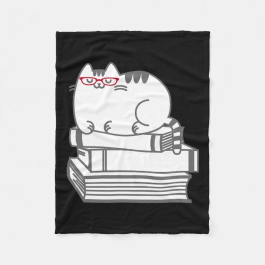 Schattige Boek Nerd Cat - Grappig Nerdy Kitten Shi Fleece Deken (Voorkant)