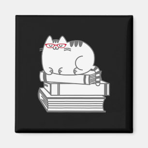 Schattige Boek Nerd Cat - Grappig Nerdy Kitten Shi Magneet