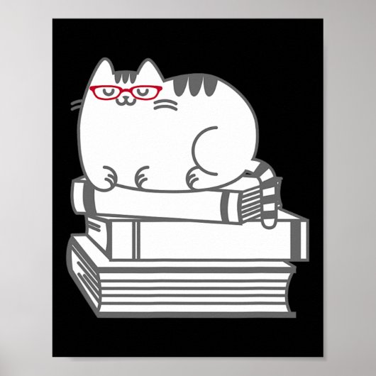 Schattige Boek Nerd Cat - Grappig Nerdy Kitten Shi Poster (Voorkant)