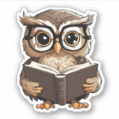 Schattige boek Uil waterdicht Sticker (Voorkant)
