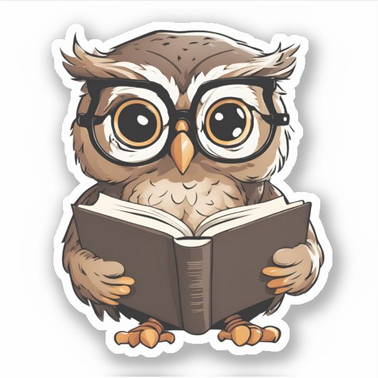 Schattige boek Uil waterdicht Sticker (Voorkant)