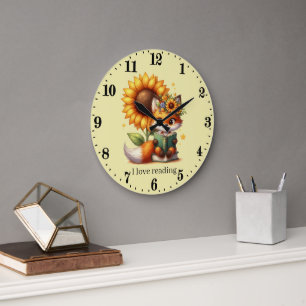 Schattige boek vos tekst lezen toevoegen Klok