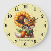 Schattige boek vos tekst lezen toevoegen Klok (Voorkant)