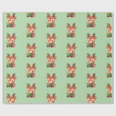 Schattige boekenachtig rendier cadeaupapier (Vlak)