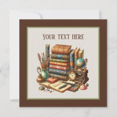 Schattige boekenclubfeest kaart (Voorkant)