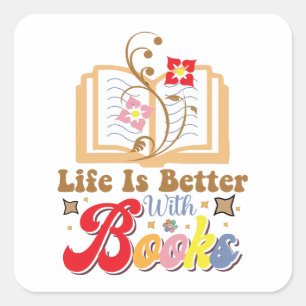 Schattige Boekenliefhebber "Leven is beter met boe Vierkante Sticker
