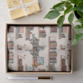 Schattige boekenplankpatroon tissuepapier (Geschenk)