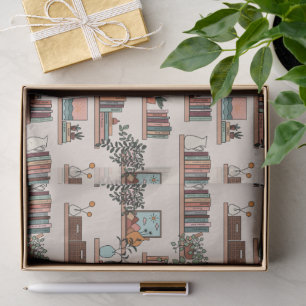 Schattige boekenplankpatroon tissuepapier