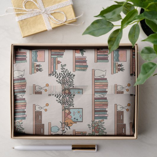 Schattige boekenplankpatroon tissuepapier (Geschenk)