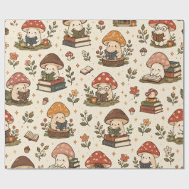 Schattige Boekminnende Paddenstoelen Lezen Boeken  Cadeaupapier