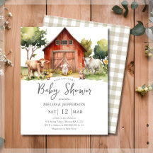 Schattige Boerderij Animal Baby shower Budget Invi