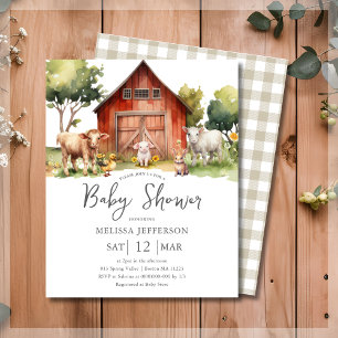 Schattige Boerderij Animal Baby shower Budget Invi
