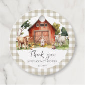 Schattige Boerderij Animal Barn Baby shower Bedankjes Labels (Voorkant)