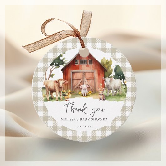 Schattige Boerderij Animal Barn Baby shower Bedankjes Labels