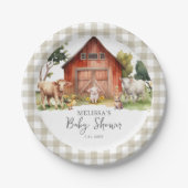 Schattige Boerderij Animal Barn Baby shower Papieren Bordje (Voorkant)