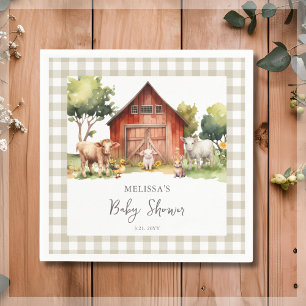 Schattige Boerderij Animal Barn Baby shower Servet