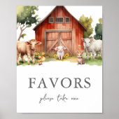 Schattige Boerderij Animal Barn Favors Sign Poster (Voorkant)