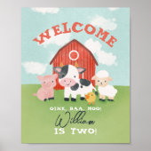 Schattige Boerderij Animal Barnyard 2e Verjaardag Poster (Voorkant)