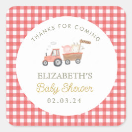 Schattige Boerderij Animal Barnyard Baby shower Vierkante Sticker