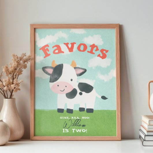 Schattige Boerderij Animal Barnyard Waterverf Favo Poster