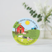 Schattige Boerderij Animal Birthday Party Invitati Kaart (Staand voorkant)