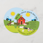 Schattige Boerderij Animal Birthday Party Invitati Kaart (Voorkant / Achterkant)