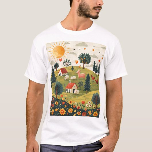 Schattige Boerderij Animal Design Tshirt Mannen Vr (Voorkant)