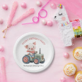Schattige Boerderij Animal Pig Tractor Verjaardags Papieren Bordje (Feest)