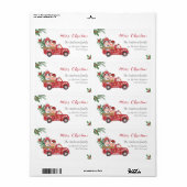 Schattige Boerderij Animas Kerst Rode truck, holly Etiket (Full Sheet)