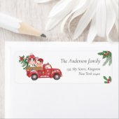 Schattige Boerderij Animas Kerst Rode truck, holly Etiket (Insitu)