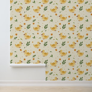 Schattige Boerderij Baby Dieren met Boho Florals # Behang