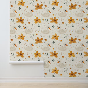 Schattige Boerderij Baby Dieren met Boho Florals # Behang