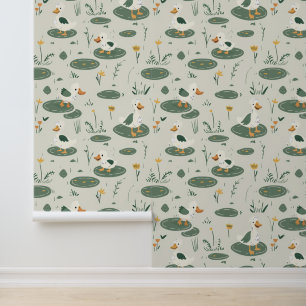Schattige Boerderij Baby Dieren met Boho Florals # Behang