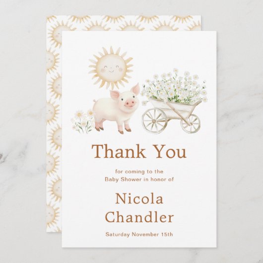 Schattige Boerderij Barn Baby shower Bedankkaart (Voorkant / Achterkant)