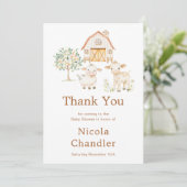 Schattige Boerderij Barn Baby shower Bedankkaart (Staand voorkant)