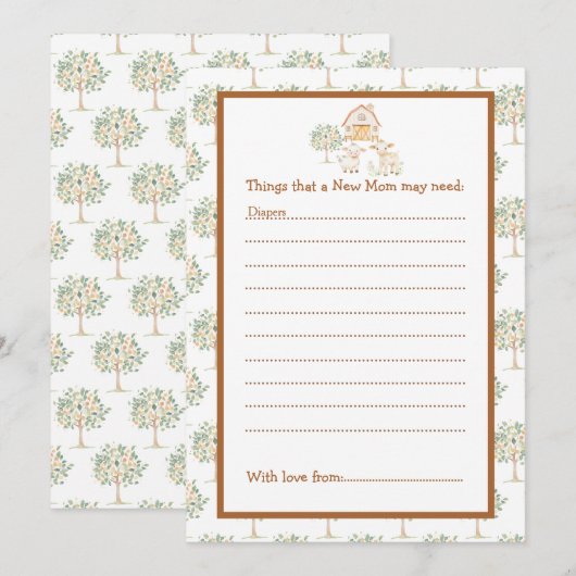 Schattige Boerderij Barn Baby shower Kaart (Voorkant / Achterkant)