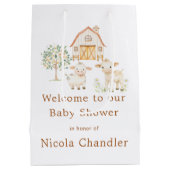 Schattige Boerderij Barn Baby shower Medium Cadeauzakje (Achterkant)