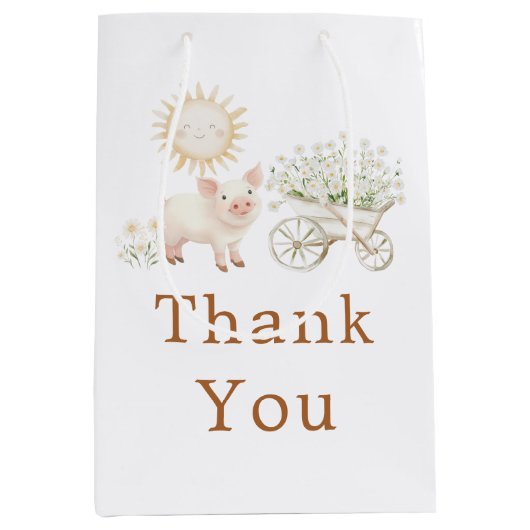 Schattige Boerderij Barn Baby shower Medium Cadeauzakje (Voorkant)