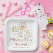 Schattige Boerderij Barn Baby shower Papieren Bordje (Feest)