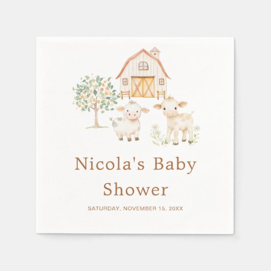 Schattige Boerderij Barn Baby shower Servet (Voorkant)