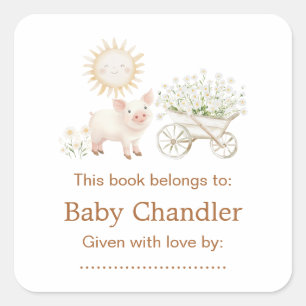 Schattige Boerderij Barn Baby shower Vierkante Sticker