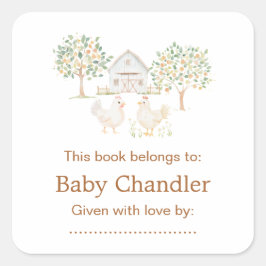 Schattige Boerderij Barn Baby shower Vierkante Sticker