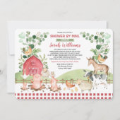 Schattige Boerderij Barnyard Animals Baby shower p Kaart (Voorkant)