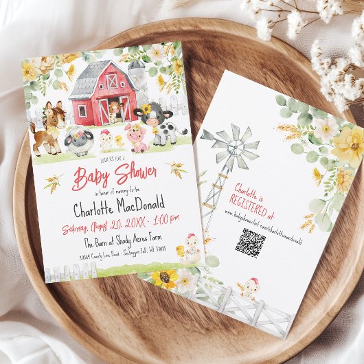 Schattige Boerderij Barnyard Animals Red Barn Baby Kaart