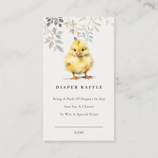 Schattige Boerderij Chick Floral Diaper Raffle Bab Informatiekaartje (Voorkant)