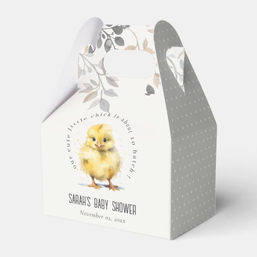 Schattige Boerderij Chick Waterverf Bloemen Baby s Bedankdoosjes (Achterkant)